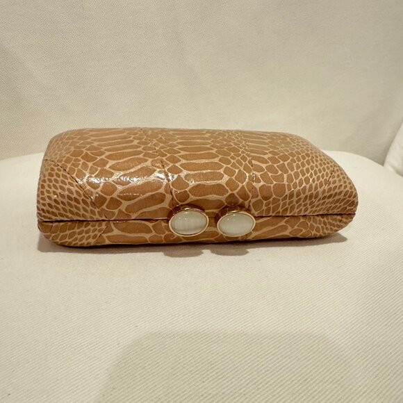 Sondra Roberts Nude Embossed Clutch with Pearl Closure - Picture 4 of 9